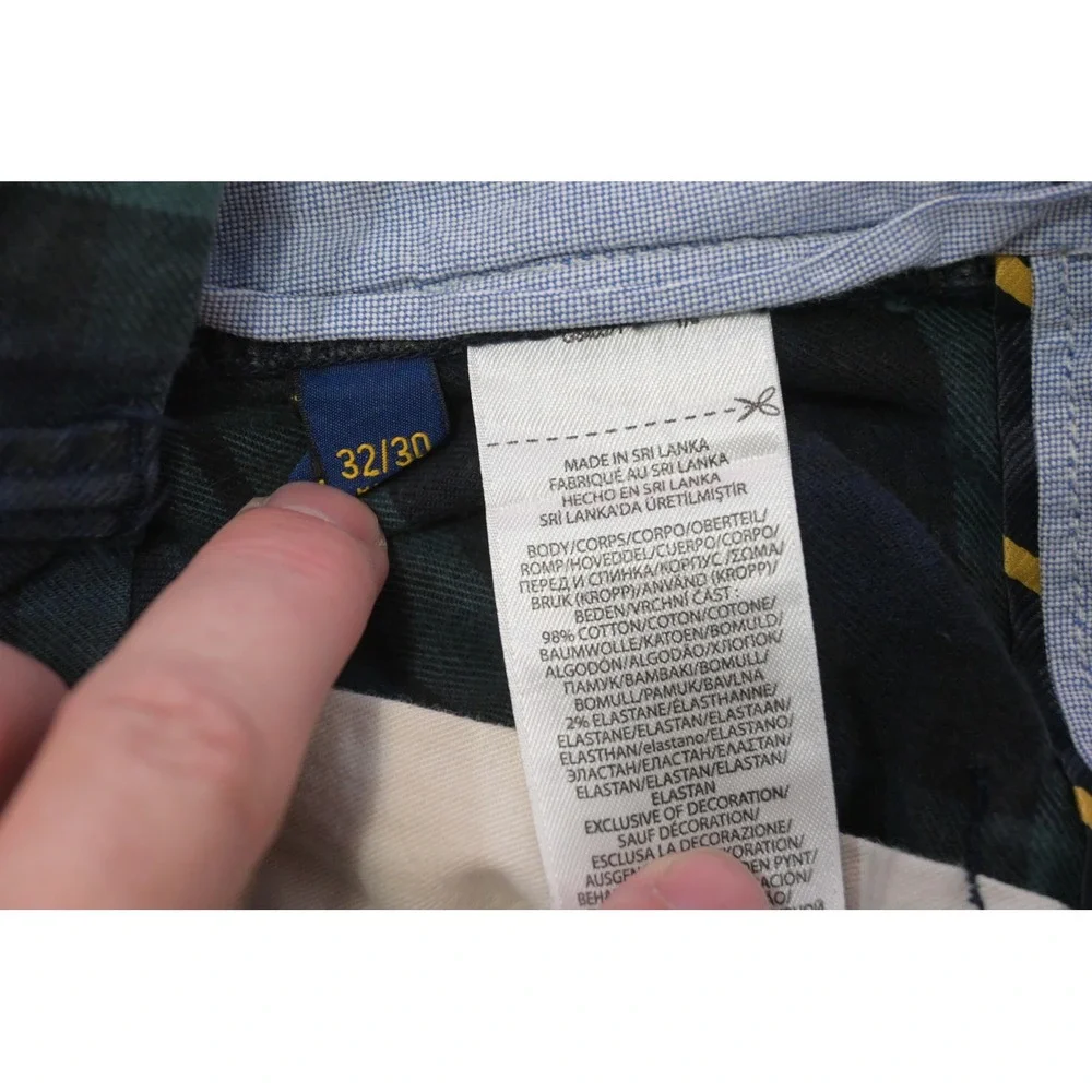 Polo Ralph Lauren Chinos Pants Mens 32x30 Green Black Watch Plaid Straight EUC
